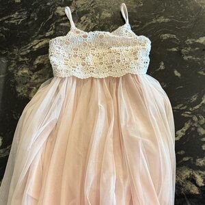 Zenzi Kids Dress with Lace Bodice in Soft Pink